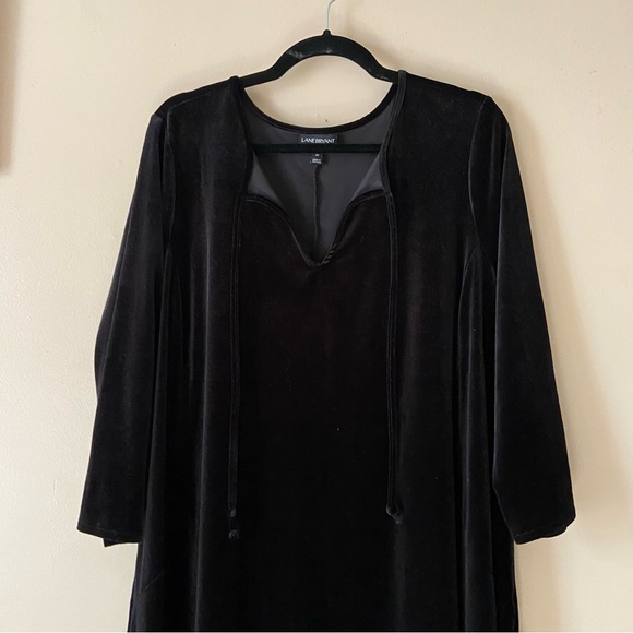 Lane Bryant• black velvet vneckline midi length dress 3/4 sleeve size 20 - Picture 12 of 13